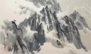 朝鲜国画 人民艺术家崔日峰《金刚山》长120宽70