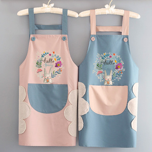 韩版时尚防水防油厨房围裙北欧女大人做饭罩衣店员工作服定制印字