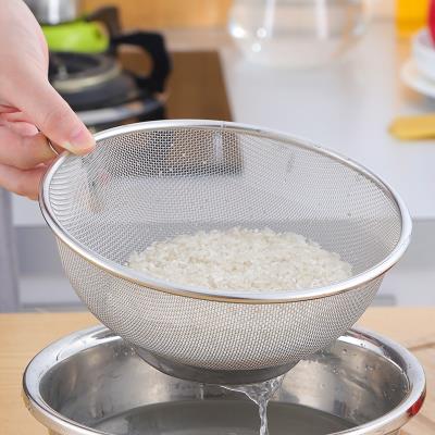 捞面不绣钢工具滤网洗米筛洗菜盆标准小型圆形米篮沥水篮水果篮