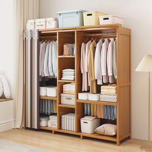 衣柜卧室家用简易组装布衣橱结实耐用衣服柜子出租房用实木储衣柜