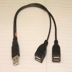 二母口三头USB公转数据线一分延长线.两母一拖二线公对充电母线双
