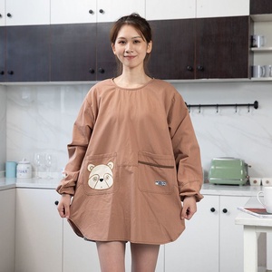 订做围裙长袖韩版时尚家用可爱厨房做饭罩衣成人女工作服纯棉日式