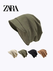 ZARA小檐堆堆帽女夏季薄款包头帽显脸小冷帽春秋季针织帽毛线帽子