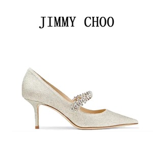 代购JIMMY CHOO/周仰杰 JC高跟鞋 女士钻链水晶饰闪粉6.5cm高跟鞋