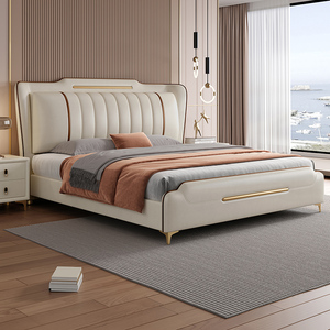 皮床新款意式极简1.8主卧室双人1.5高端大气现代简约实木软包床架