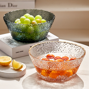 透明水晶玻璃沙拉碗水果盘家用客厅茶几日式大碗轻奢高级大号果盆