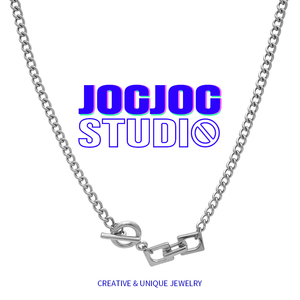 JOCJOC新款OT方形圆环项链ins嘻哈简约冷淡风潮流酷欧美钛钢饰品