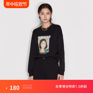 【反季款】ochirly欧时力别致油画图案纯棉宽松套头卫衣女