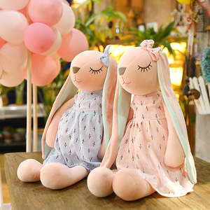 韩国可爱卡通垂耳兔公仔睡眠玩偶安抚软妹小兔子毛绒娃娃儿童玩具