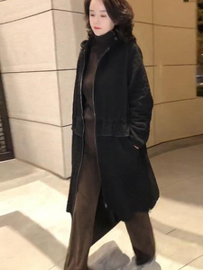 2022年秋冬新款感黑色修身显瘦毛妮外套女韩版中长款气质大衣