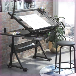 玻璃可升降绘画桌绘图桌专业画图画画美术设计师书桌工作台桌子