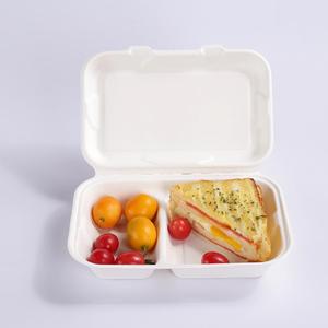 美式便当盒96锁盒餐盒饭盒打包盒快餐盒一次性三明治纸浆白色纸盒