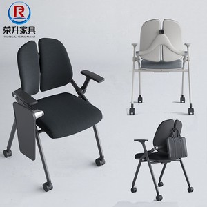 创意双背会议椅舒适护腰折叠培训椅人才培训机构学生椅带桌板椅子