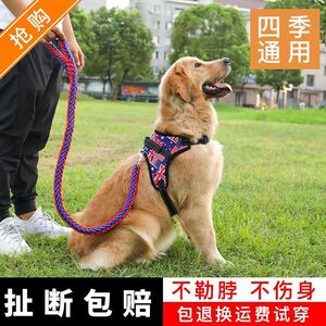 狗狗牵引绳胸背带金毛拉布拉多中大型犬狗链子加粗八股狗绳防爆冲