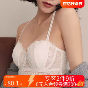 内衣女大胸显小胸夏季薄款防下垂收副乳胸罩超薄聚拢白色蕾丝文胸