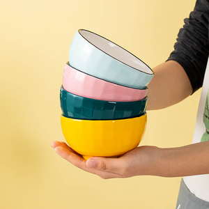 2024新款小碗日式个性米饭碗家用创意多色碗小汤碗面碗简约陶瓷碗