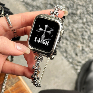 周匠 适用iwatch8表带S9甜酷苹果手表s8朋克风十字架applewatch7创意654代小众设计Se金属手链式41mm网红女款