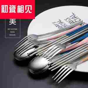 初瓷相见筷子盒勺子筷子304不锈钢便携餐具套装三件套学生户外外