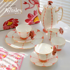 英国Aynsley安斯丽蝴蝶骨瓷咖啡杯碟餐盘欧式下午茶茶具礼盒套装