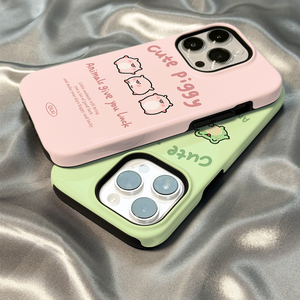 二合一菲林壳适用于苹果15promax手机壳新款iPhone14情侣13可爱小猪青蛙12磁吸11女xs保护套xr防摔78plus硬壳