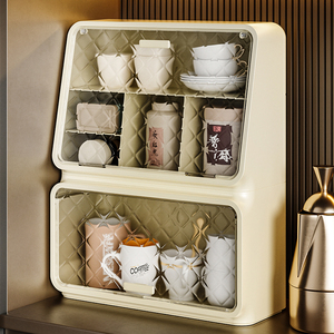茶具收纳盒防尘透明带盖茶杯水杯展示架整理功夫茶具配件储存盒子