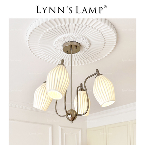 Lynn's立意 日式陶瓷客厅吊灯 天鹅书房卧室中古白玉骨瓷法式餐厅