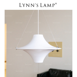Lynn's立意 白色亚克力吊灯中古ins奶油风餐厅卧室飞碟吧台设计师
