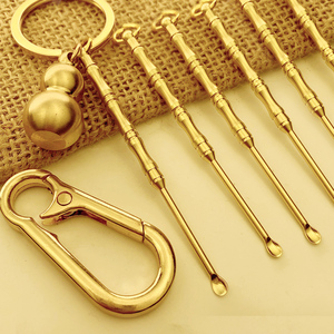 黄铜掏耳勺挖耳勺老式耳扒钥匙扣挂件采耳工具纯铜葫芦便携式挂饰