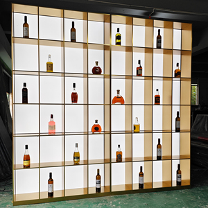 不锈钢恒温白酒柜定制亚克力发光展示红酒架轻奢金属装饰钢板书柜