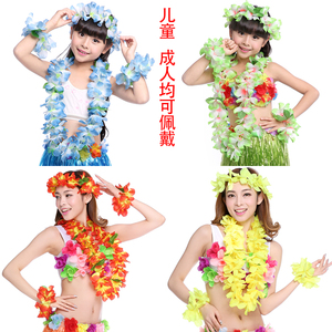 夏威夷草裙成人舞蹈配饰肚皮舞花环头环手环六一儿童服装表演套装