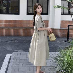 韩式温柔风设计感小众拼接假两件背带裙女夏季孕妇可穿大码连衣裙