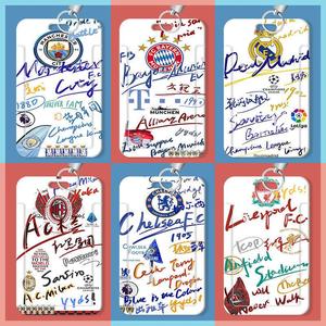 内马尔梅西c罗皇马卡套足球创意涂鸦学生校牌滑盖卡套饭卡门禁公交地铁卡证件套挂绳钥匙扣