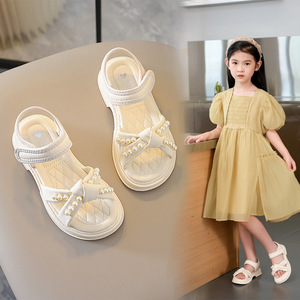 回力女童鞋子2024夏季新款儿童凉鞋软底珍珠小女孩公主鞋中大童品