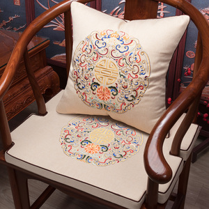 中式坐垫刺绣红木椅子沙发太师圈椅卡口餐桌官帽茶座椅垫海绵定制