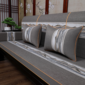 123沙发垫中式实木古典椅子红木沙发坐垫客厅防滑棉麻海绵垫定制