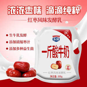 东方多鲜庄园 一斤红枣酸牛奶500g*2袋装 无水配方酸奶风味发酵乳