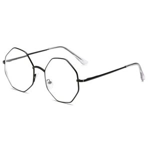 新款韩版潮平光眼镜金属眼镜框文艺复古八角多边形平光镜厂家