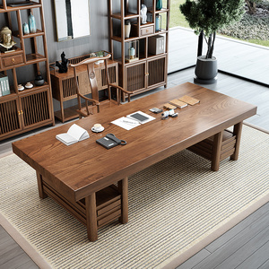 新中式实木书桌椅组合简约书法大板电脑桌办公桌国学桌书法书画桌