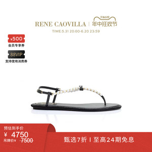 【年中直降】RENE CAOVILLA ELIZA系列珍珠夹趾平底凉鞋RC女鞋