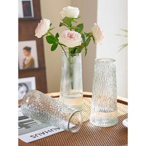 玻璃花瓶摆件客厅现代简约ins风插花高富贵竹鲜花透明水养大花瓶