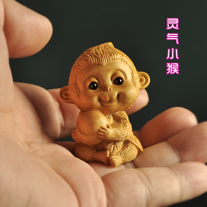 小叶黄杨木雕生肖猴手把件实木小猴子随身把玩动物小摆件车钥匙扣