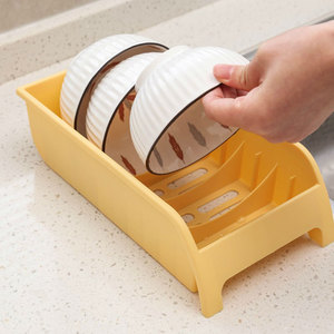 碗柜厨房碗筷收纳盒家用塑料无盖单层置物架子装碗碟盘子沥水碗架
