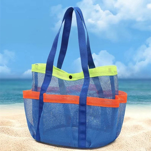 出口单 韩国多口袋容量大容量手提游泳包网口袋沙滩游泳收纳网包