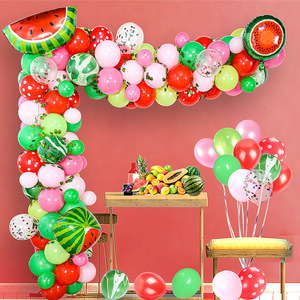 夏日4D西瓜气球链套装节日生日派对拱门花环装饰用品汽球夏季拱门