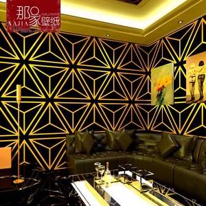 酒吧ktv墙纸主题包厢歌厅清吧会所墙布3d立体几何美式时尚壁布