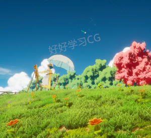 UE4 虚幻风格化卡通 宫崎骏吉卜力起风了草树水云风鸟环境场景