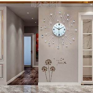 蒲公英创意挂钟北欧简约客厅水晶钟夜光静音卧室时钟个性现代钟表