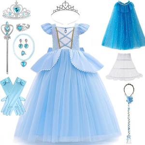 新品迪士灰姑娘仙蒂尼公主裙女童连衣裙在逃公主cosplay儿童礼服