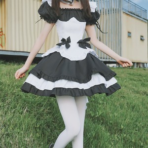 黑白巧克力女仆装cosplay奇迹暖暖洛丽塔裙子lolita公主裙收腰