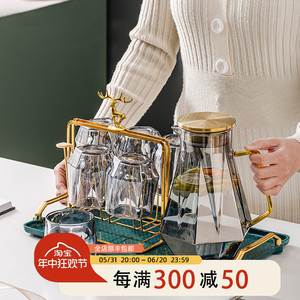 ESSONIO凉水壶耐热玻璃高颜值北欧轻奢水具套装水壶水杯茶壶托盘